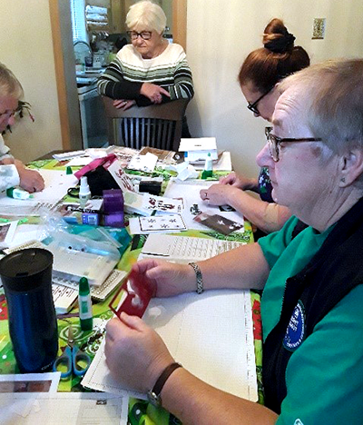 Westmorland Trefoil Guild members making cards.