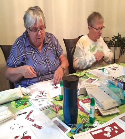 Westmorland Trefoil Guild members making cards.