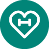 Heart icon in a teal circle