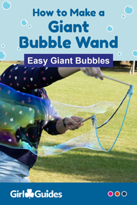 Woman making a giant bubble